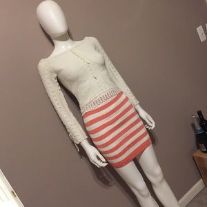 Wow Couture Skirt Peach & White Knit Tube Size S